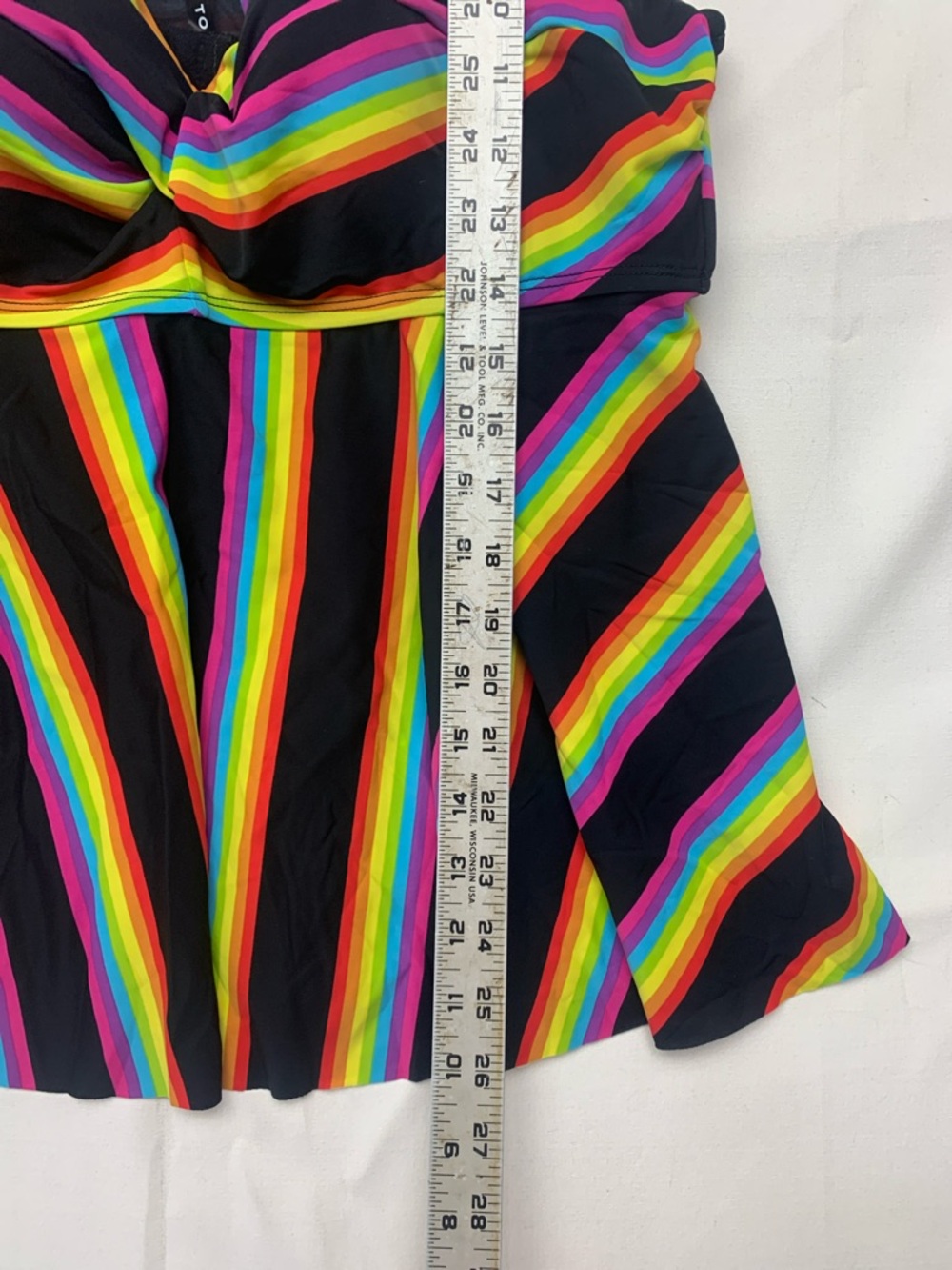 Torrid size 2 swim top bathing suit Rainbow Stripe One Piece Swimsuit Black - Picture 5 of 9